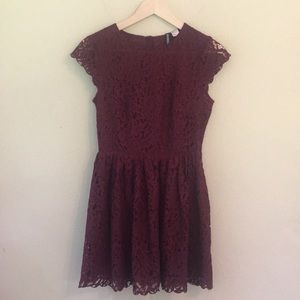 Maroon Lace Shell Dress